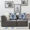 thumbnail image 3 of Acheng Canvas Decorative Cushion Covers Navy Blue Bohemian Flower Throw Pillow Covers , Pack of 2 White, 3 of 6