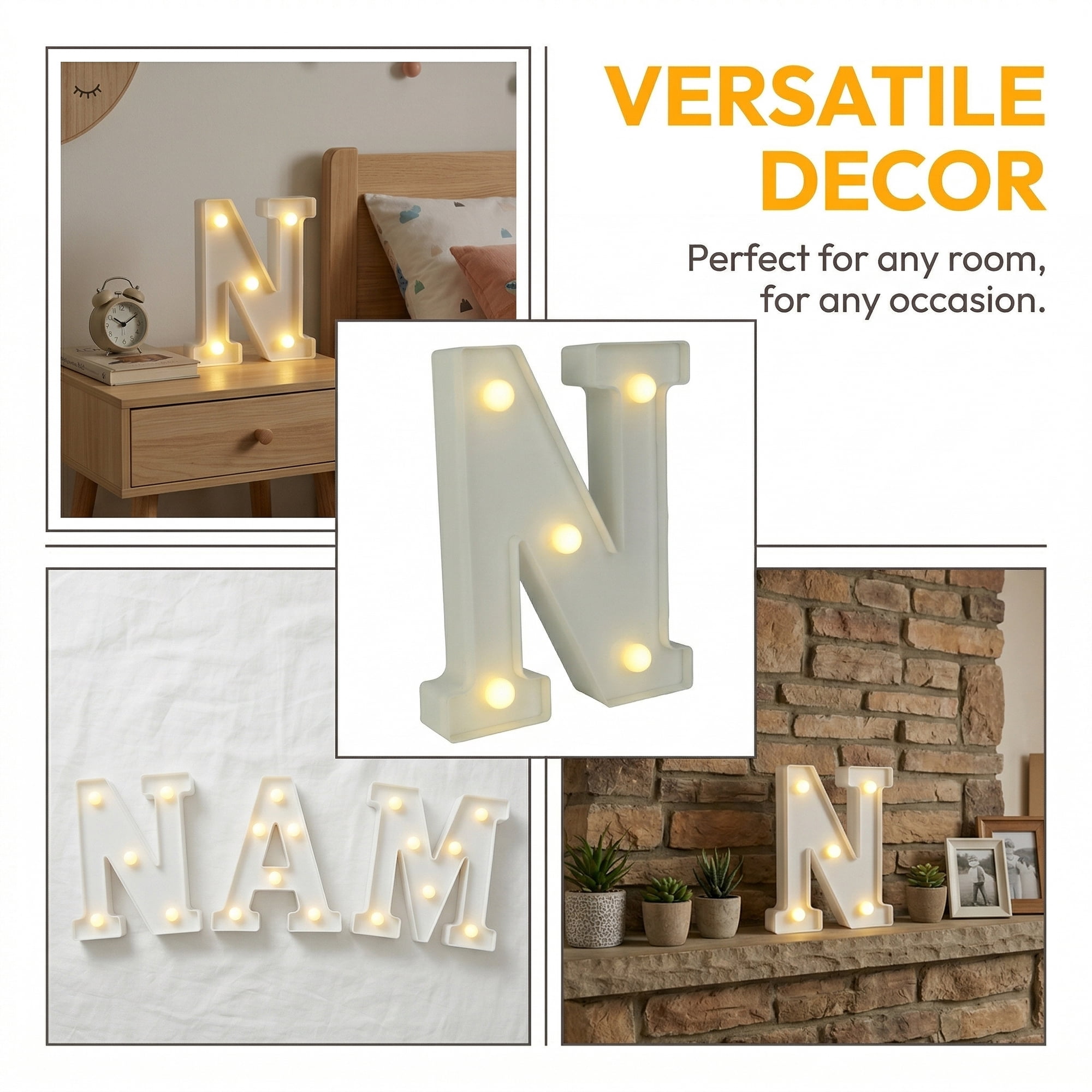 Unique Bargains Marquee Letters With Lights LED Light Up Signs Letter N 5"L x 1.1"W x 6.1"H