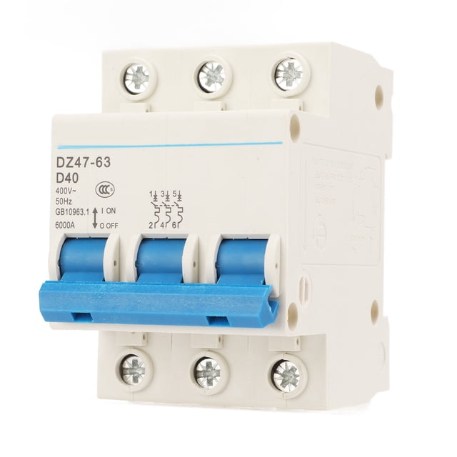 Disyuntor en Miniatura 3P MCB Montaje en riel DIN 6000A Capacidad de ruptura 400V 40A para Oficina en casa