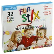 32 Vibrant Color Fun Stix Face Paint Crayons - Mega Pack Safe & Non-Toxic