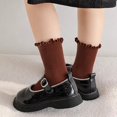 thumbnail image 5 of OGLCCG 10 Pairs Girls Ruffle Socks Toddler Cotton Frilly Turn-Cuff Cotton Crew Socks Solid Color Soft Breathable Casual Dress Socks 1-12 Years, 5 of 6