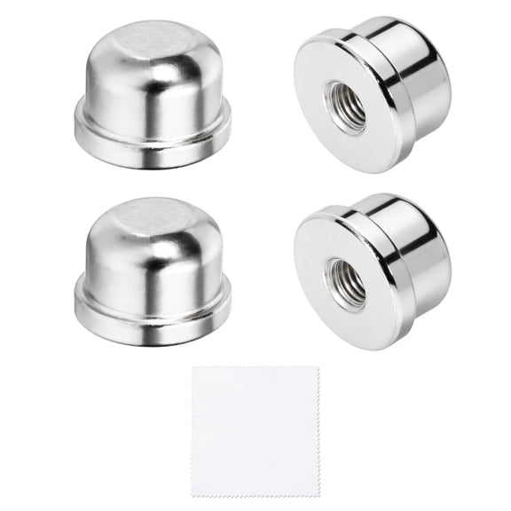 Uxcell 4Pcs 0.49" Tall Lamp Finials, 1/4-27 Thread Lamp Cap Knob Decoration Screw Cap Nuts with Cleaning Cloth for Table Floor Lighting Fixtures Shade Holder Decor, Silver
