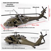UH-60 Black Hawk Helicopter Model, Alloy Military Helicopter Replica 1:64 Scale, Static Aircraft Display Model with Stand, Collection, Decoration, Perfect Gifts