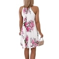 thumbnail image 3 of DYMADE Womens Floral Print Halter Sleeveless Ruched Holiday Tank Dress, 3 of 5