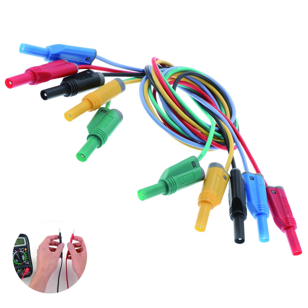 Pack of 5Pcs 4mm Stackable Banana Plug Wire Silicone Test Cable Lead for 