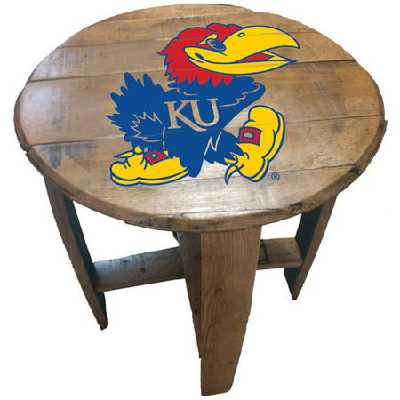 Kansas Jayhawks Team Oak Barrel Table