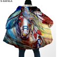 thumbnail image 1 of Cazador de Sueños nativo con estampado 3D de plumas de caballo para hombres, abrigo grueso y cálido con capucha, abrigo de lana a prueba de viento, bata, manta, 3, 1 of 4