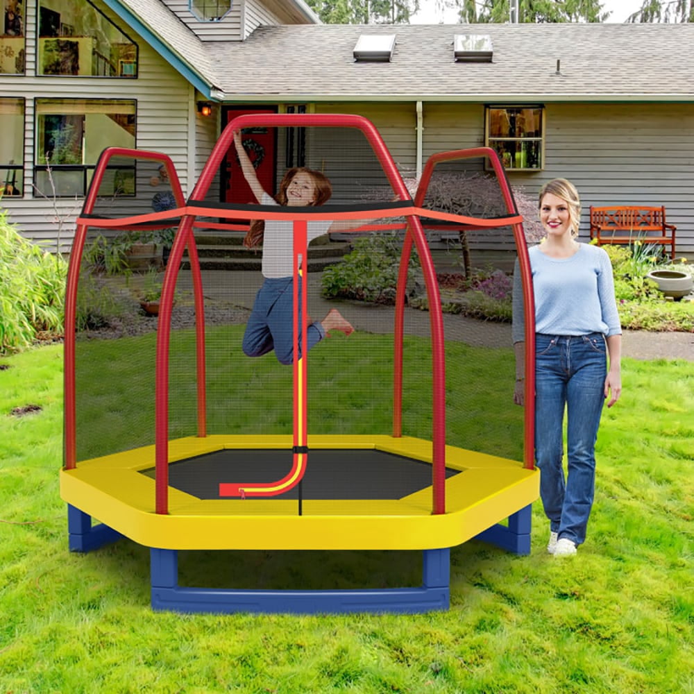 Spaco 7 Feet Kids Recreational Bounce Jumper Trampoline-Red, Bounce Trampoline for Outdoor as Garden, Park