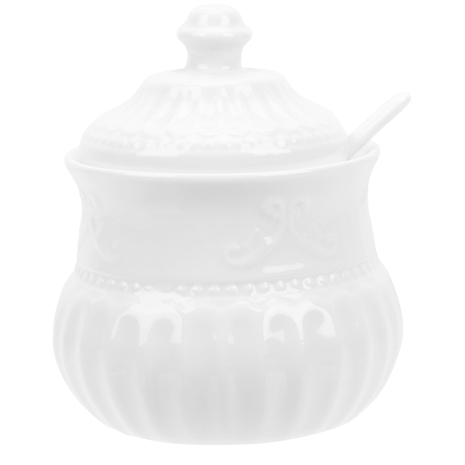 Household Sugar Cube Container Ceramic Embossed Sugar Holder Coffee Jar