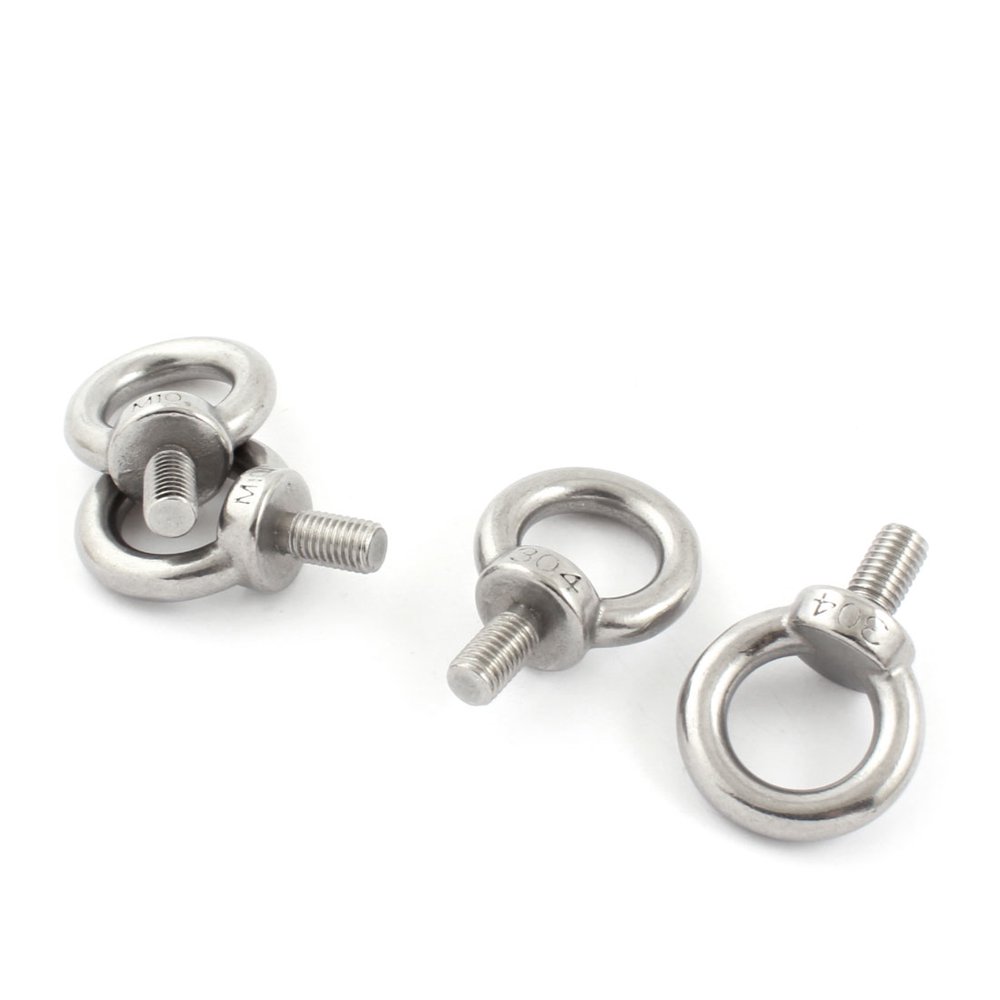 Unique Bargains 4 PCS Silver Tone 304 Stainless Steel Wire Rope Eye