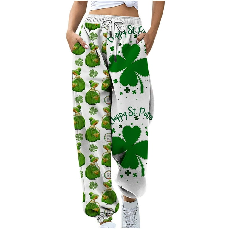Hvyesh Womens St. Patrick s Day Sweatpants Cute Print Casual