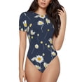 thumbnail image 2 of Picia Daisies Flowers Womens One Piece Swimsuits Modest Tummy Control Bathing Suits Lace Up Slimming Swim Suit-Large, 2 of 9