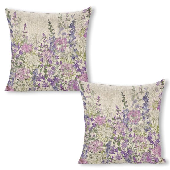 Flower Garden - Allium Eros, Larkspur, Ammi Abstract Boho Pillow Covers 18X18 Set Of 2,Soft Mid Century Geometric Decorative Throw Pillows For Couch Bed Sofa Bedroom