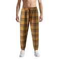 thumbnail image 3 of Men's Plaid Stripe Casual Pants, Fashion Pajama Pants with Elastic Waist for Lounging, Sleeping and Home Wear,Yellow,M, 3 of 5