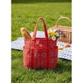 thumbnail image 5 of QEMAUUA Women's Americana Cut Out Tote Bag,Red Bandana Print Shoulder Tote Bag with Multiple Pockets,Large Capacity Casual Handbag for Daily Use, 5 of 8