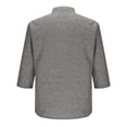 thumbnail image 3 of WTOBBY Men's 3/4 Sleeve Shirt Stand Collar Casual Loose Fit Pocket Breathable Solid Color Summer Resort Wear Button Front Lightweight Travel Top,Dark Gray 2XL, 3 of 3