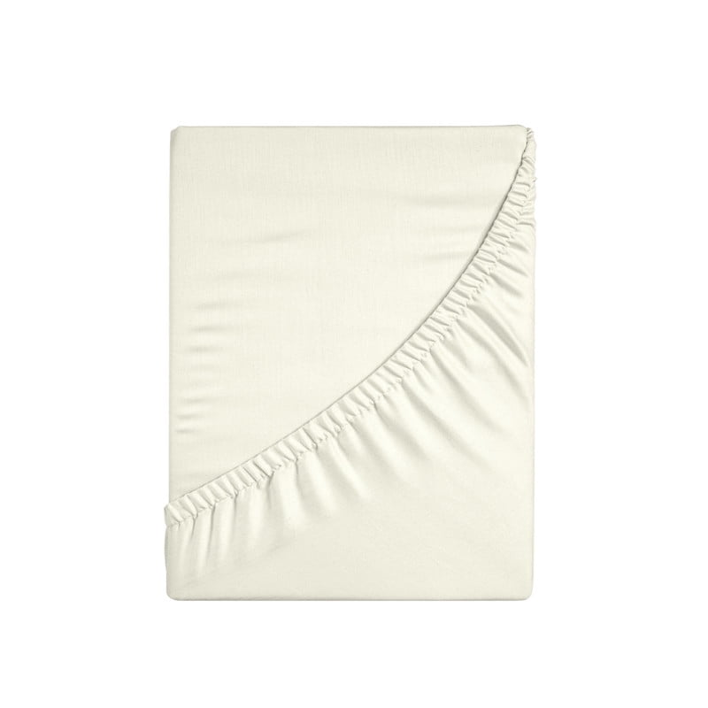 Superior Apus 100% Cotton 18" Deep Pocket Fitted Sheet, Queen, Ivory