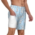 thumbnail image 3 of Picia Rabbit And Bird pattern Mens Swim Trunks with Compression Liner Stretch Beach Shorts Quick Dry with Zipper Pockets No-Chafing Board Shorts-Large, 3 of 9
