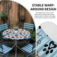 thumbnail image 2 of Pink Blue Paw Print Round Tablecloth for 55-60 Inch Tables,Fitted Table Cover with Elastic Edge,Vintage Farmhouse Rustic Wooden Grain Waterproof Outdoor Table Cloth Protector for Patio Garden Dinner, 2 of 9
