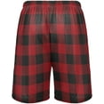 thumbnail image 2 of Red Black Buffalo Plaid Men's Athletic Shorts,Men's Pajama Bottoms for Home and Rest-XL, 2 of 7