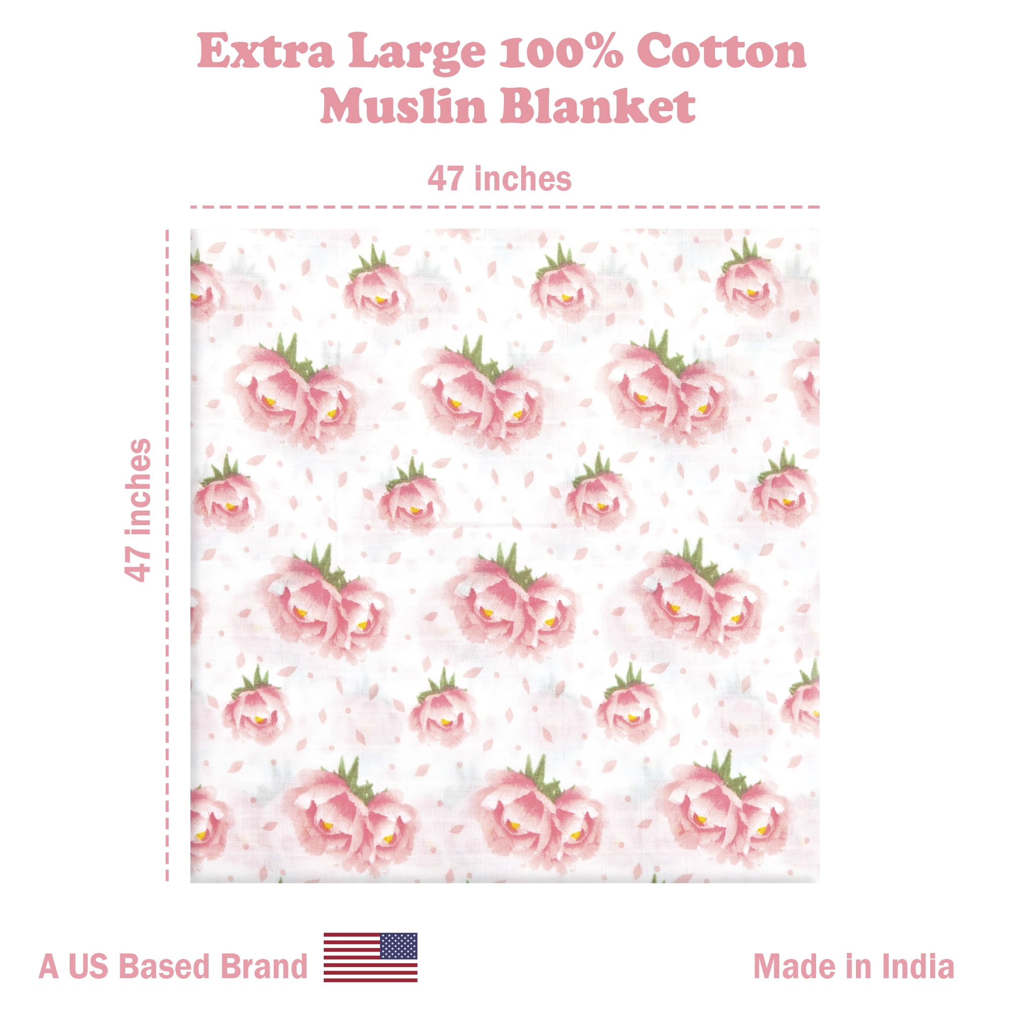 Muslin Swaddle Blankets for Newborn, 5 Pack Receiving Blanket, Muslin Blanket Swaddles Wrap for Girls, Baby Essentials, 47x47 Inches Large Size, 100% Cotton