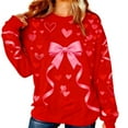 thumbnail image 6 of ClodeEU Womens Valentine's Day Matching Set, Bow and Heart Print Crewneck Sweatshirt For Festival Gift Red,Womens Plus XXL, 6 of 8