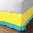 thumbnail image 2 of D.N.G. BEDDINGS 1 Piece Split Corner Two Tone Tailored Bed Skirt, Olympic Queen Size 26 Inch Deep Pocket, 800 Thread Count, 100% Egyptian Cotton, Solid Yellow/Turquoise Blue Color., 2 of 3