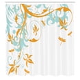 thumbnail image 2 of Ambesonne Dragonfly Shower Curtain, Swirling Floral Damask, 69"Wx75"L, Marigold Seafoam, 2 of 4