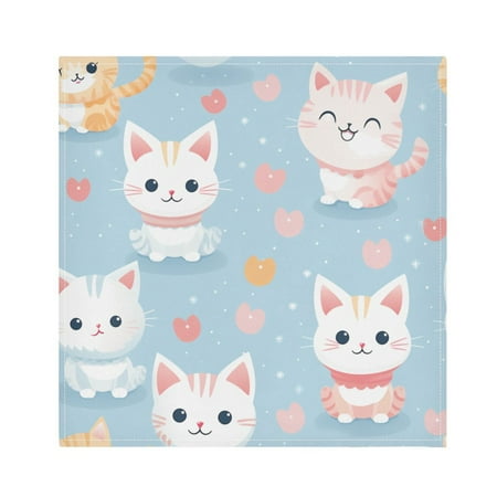 

JSTEL Cute Kitten Cats Hearts Cloth Napkins Set of 6 20x20 Inch Washable and Reusable Napkin for Decoupage Dinner Party Everyday Use
