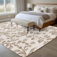 thumbnail image 2 of Pastoral Flowers Washable Area Rug 5 x 7 ft Khaki Flower Farm Vintage Linen Texture , Soft Non Slip Rugs Stain Repellent Indoor Felt Carpet for Living Dining Room Bedroom Home Office, 2 of 9