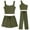 Army Green, variant on Oudiya Women 4 Piece Casual Lounge Sets Ribbed Knit Crop Tank Top and Shorts Pants Outfits, S-XXL