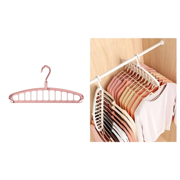 Space Saving Plastic Hangers,Reinforced Hooks Swivels 180°,Cascading Hanger with 11 Holes,College Dorm Room Essentials,Pink
