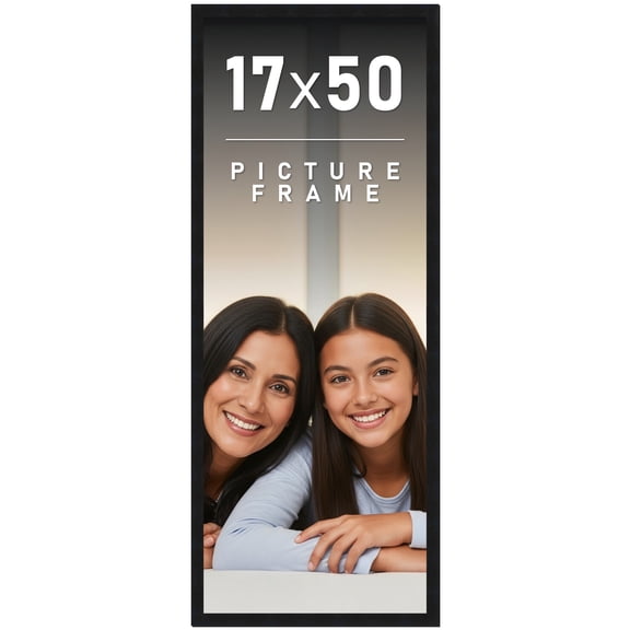 17x50 Frame Black Solid Wood Picture Frame | 0.75 Inch Moulding Width | Includes UV Acrylic