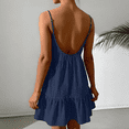 thumbnail image 5 of Women Spaghetti Strap Ruffle Tiered Short Flowy Dress Casual Beach Vacation Sun, 5 of 8