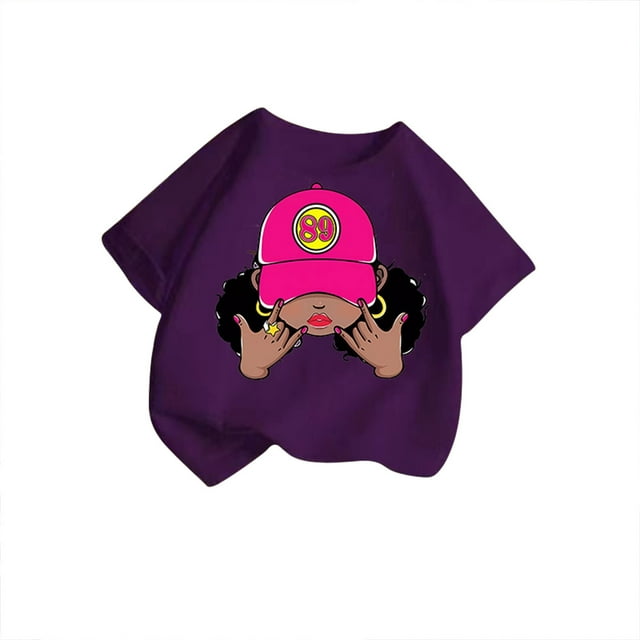 Chemises pour Fillettes, T-Shirt Graphique Mignon à Col Rond et Manches Courtes, T-Shirt Décontracté d'Été pour Filles, Hauts pour Filles, T-Shirts Violets 9 Ans-10 Ans