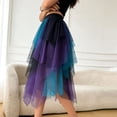 thumbnail image 4 of FRSASU Contrast Color Women's Tulle Skirts High Low Layered Puffy Fairy Skirt Midi Length Irregular Party Tulle Skirt Blue, 4 of 5