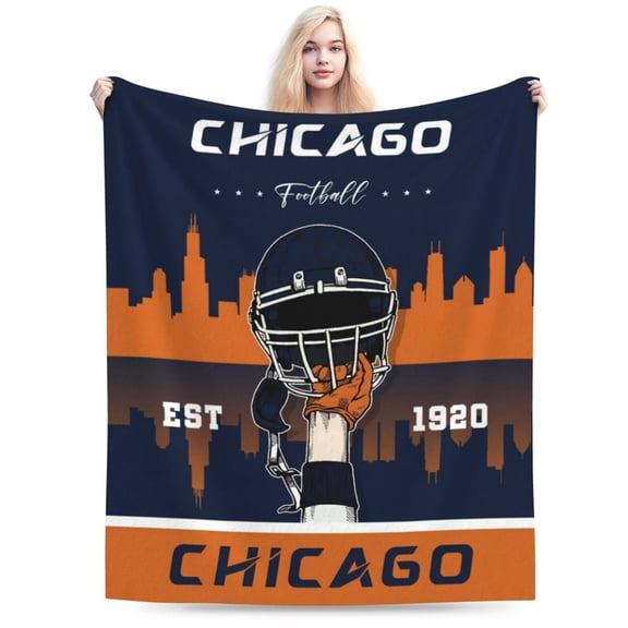 Chicago Football Throw Blanket, Soft Lightweight Plush Warm Blankets For Men And Women, Sports Fan Gifts Bed Tapestry For Sofa, Travel 50"X40"