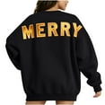 thumbnail image 2 of Sweatshirt for Women Crewneck Long Sleeve Oversized Fleece Pullover Christmas Letter Print Blouse Fall Winter Cozy Lounge Sweatshirt,Black,L, 2 of 5