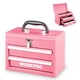 thumbnail image 1 of Cinta metálica rosa pequeña portátil Toolbox WORKPRO con 2 cajones, 1 of 9