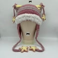thumbnail image 2 of XIAOCHA Women’S Star‑Tassel Earflap Trapper，Crochet‑Knit Hats，Fall‑Winter Outdoor Skullcap,Hot Pink, 2 of 4