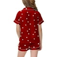 thumbnail image 5 of uublik Kids Pajama Set 2-13 Years Short Sleeve 2PCS Sleepwear Cute Button Down Pjs Set Classic Lounge Sets Red, 5 of 5