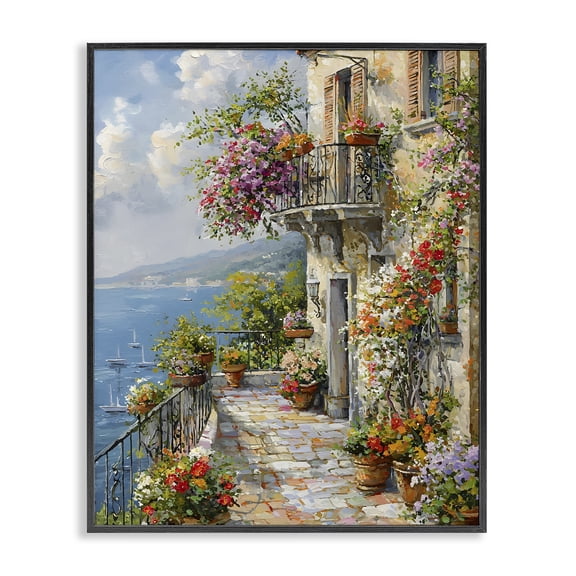Stupell Industries Traditional Botanical Lined Seaside Black Framed Giclee Art, 11 x 14, by Franklyn Gregory