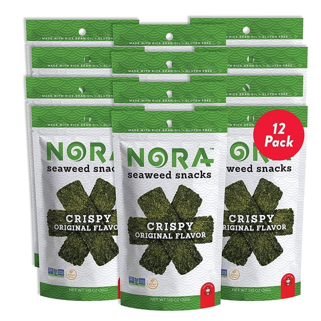 Spicy Tempura Seaweed Snacks by , Thick Nori Sheets Snack Strips, Low-Carb Healthy Snacks for Adults, Asian Snacks, Vegan, Non-GMO, 6-Pack