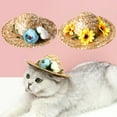 thumbnail image 2 of Pet Sun Hat High Durability Cute Appearance Eye-catching Floral Style Lovely Pet Cat Dog Woven Straw Hat Pet Supplies, 2 of 7