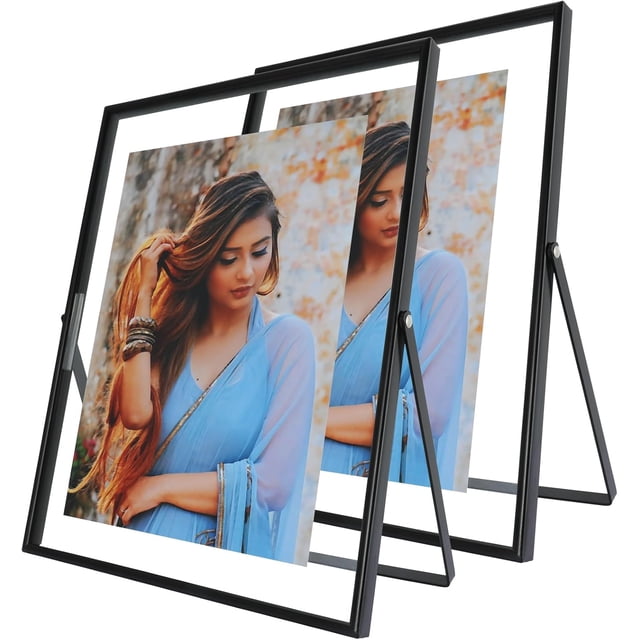 Gold Floating Frame ;x; Vertical Set For Picture x x x Tabletop Shelf Photo Frame Classy For Wedding Birthday Anniversary Home or Office Decor
