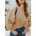 thumbnail image 5 of SHEWIN Womens Sweaters Crewneck Batwing Long Sleeve Side Slit Fall Oversized Ribbed Knit Pullover Jumper Tops Apricot, 5 of 9
