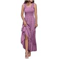 thumbnail image 1 of Birdeem Womens Sleeveless Extra Long Solid Shoulder Strap Dot Tank Top A-Line Hem Layered Dress, 1 of 7