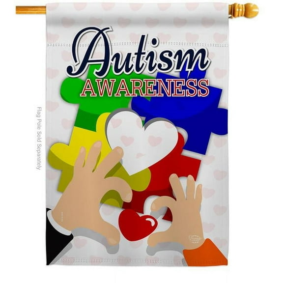 Ornament Collection H192068-BO Love Autism Awareness Support 28 x 40 in. Double-Sided Decorative Vertical House Flags for Decoration Banner Garden Yard Gift