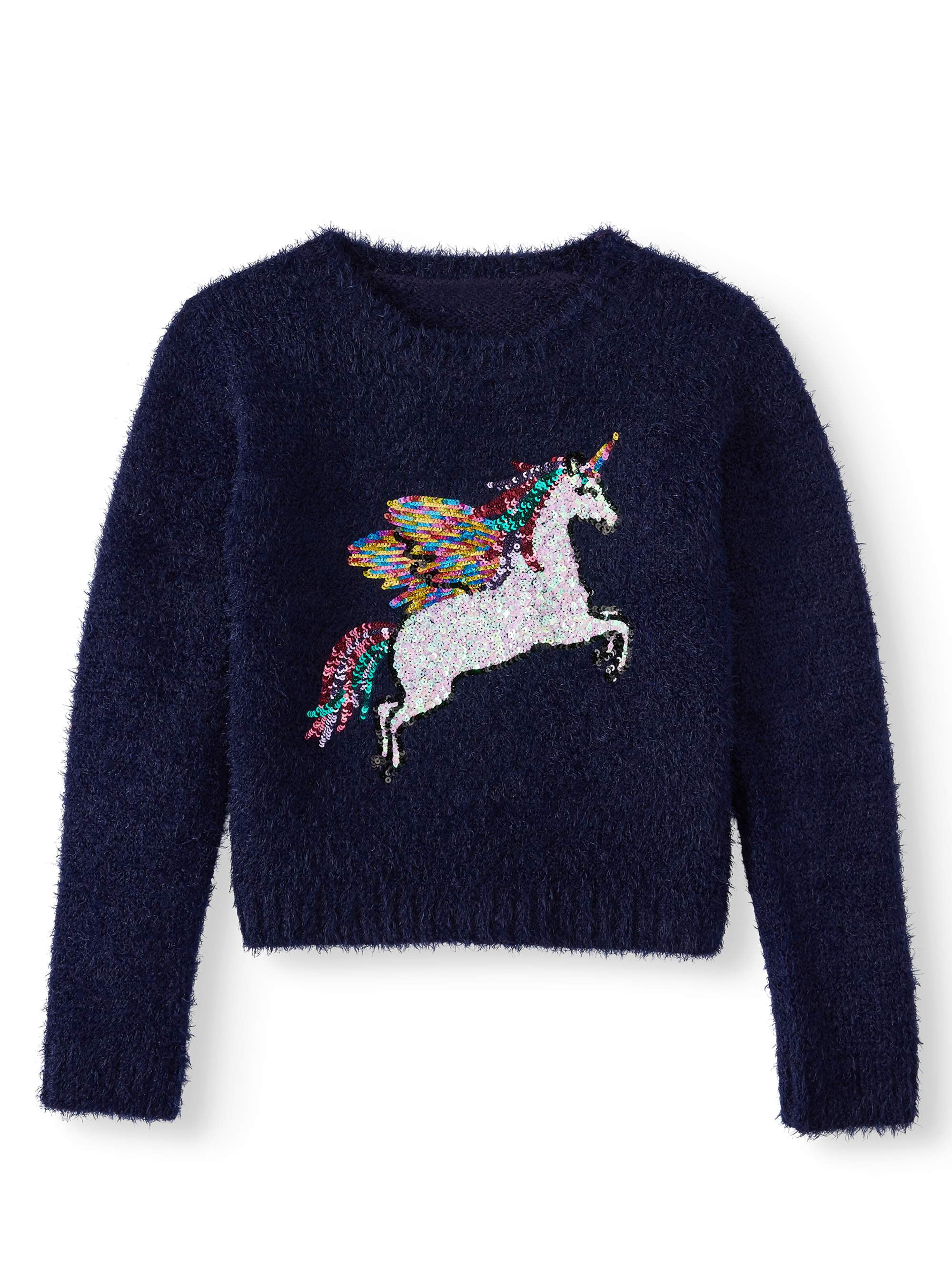 Wonder Nation Long Sleeve Unicorn Sweater - Walmart.com