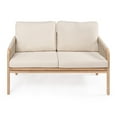 thumbnail image 6 of Arwen Modern Bohemian Roped Acacia Wood Outdoor Loveseat with Cushions, Beige/Light Teak, 6 of 8